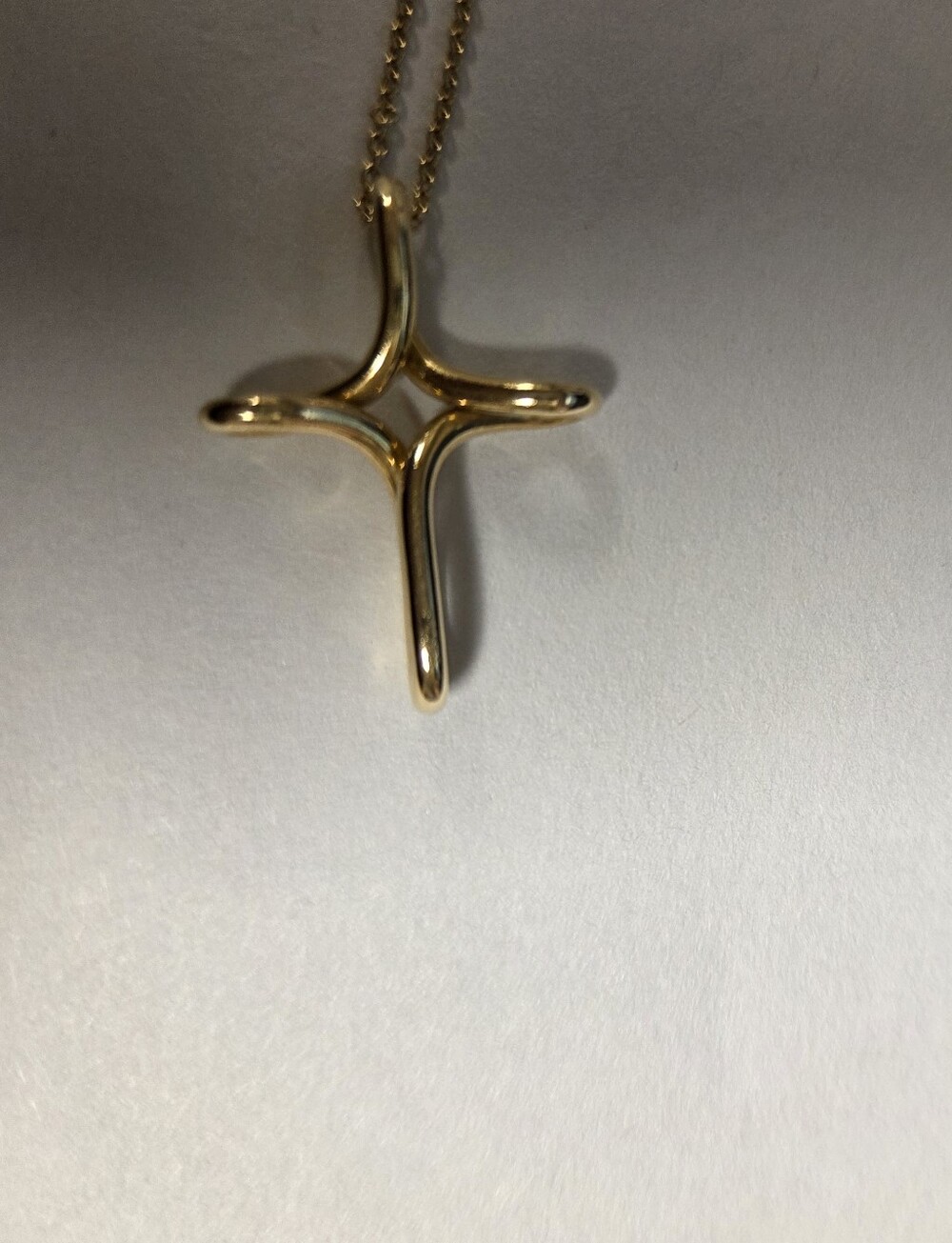 AUTHENTIC! Tiffany & Co. Elsa Peretti Cross Pendant Necklace 18K Yellow Gold,16” - Picture 8 of 8